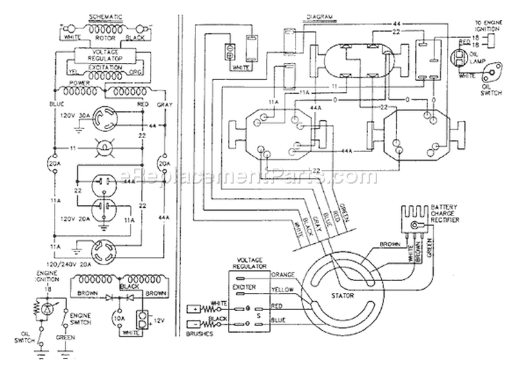 Page C Diagram and Parts List for 8969-0 A4000 Briggs and Stratton Generator